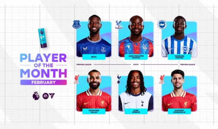  英超2月最佳候選：貝托、馬特塔、明特、薩拉赫、斯賓塞、索博