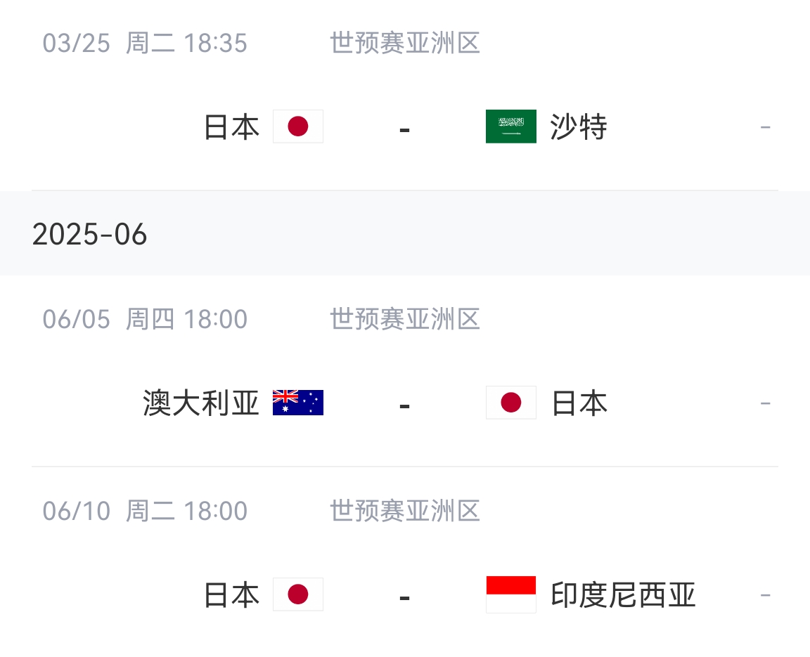  會不會放水？日本剩余賽程：主場vs沙特&印尼，客場vs澳大利亞