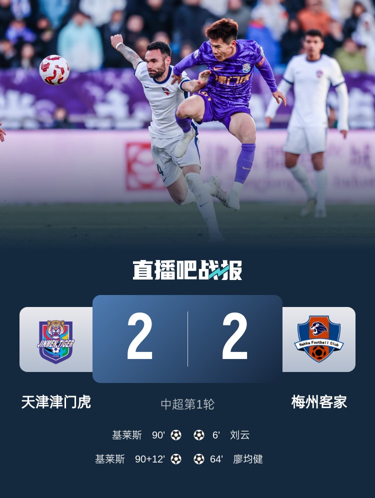  和風勁吹！今日下午中超4場比賽全部以平局收場